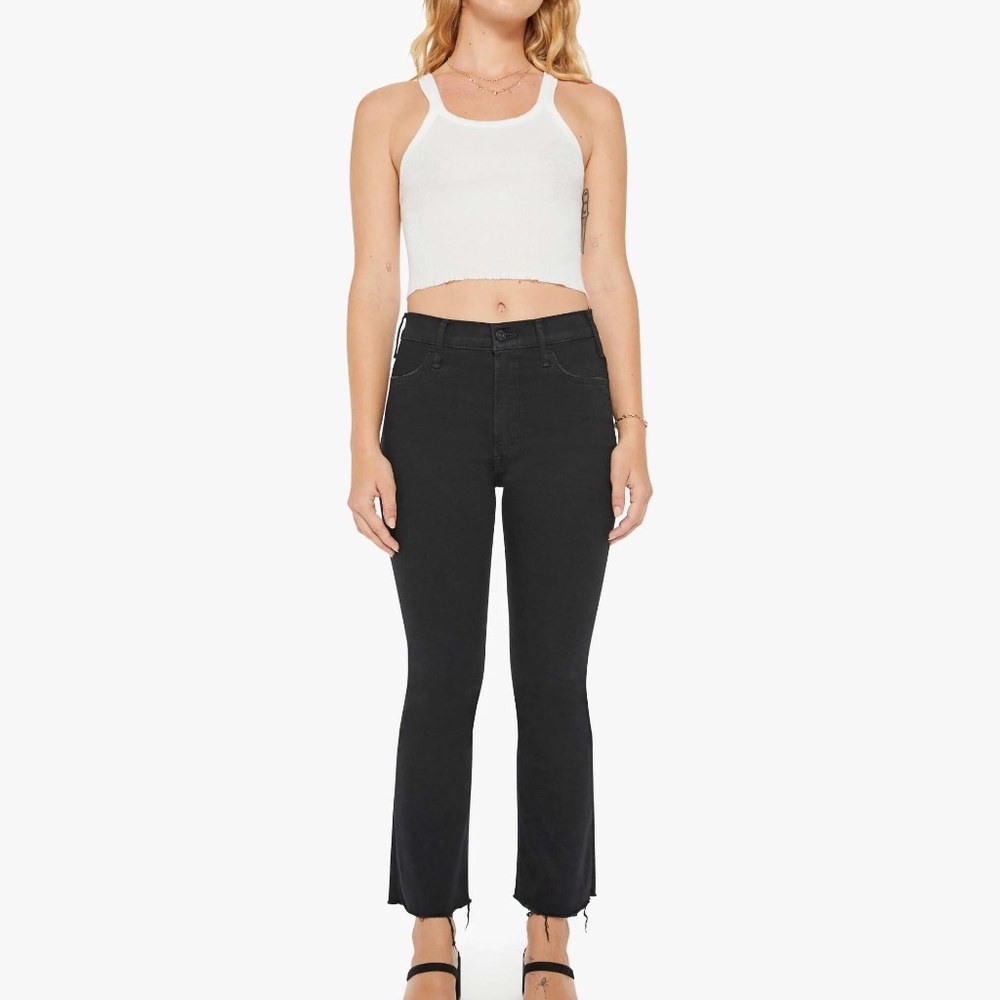 Mother Lil Hustler Ankle Fray Washed Black 25 NWOT